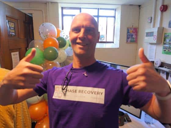 Chase Recovery team member celebrating success in Newcastle Under Lyme.
