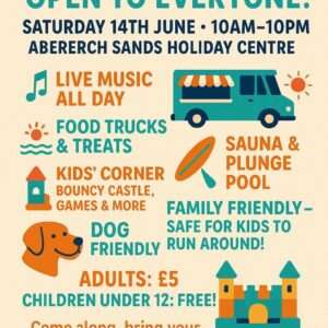 Soberfest 2025 event poster with activities at Abererch Sands.
