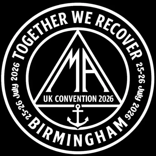 Logo for Marijuana Anonymous UK Convention 2026 in Birmingham.