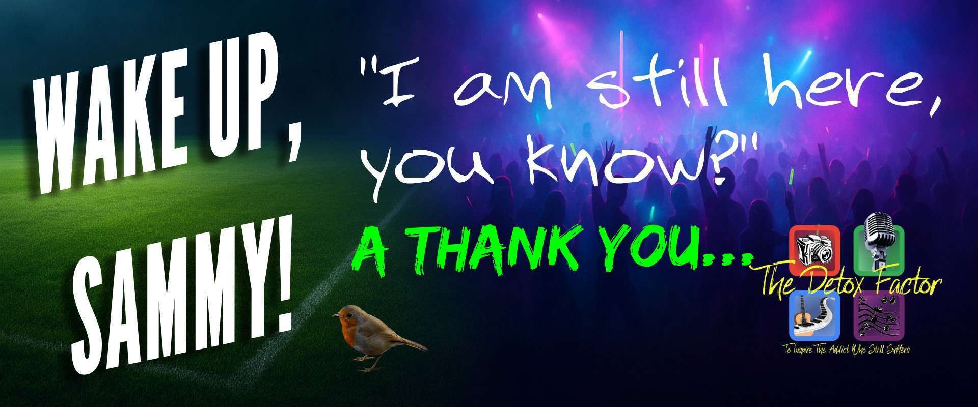 Wake Up, Sammy! A Thank You - Recovery support message for addiction help.